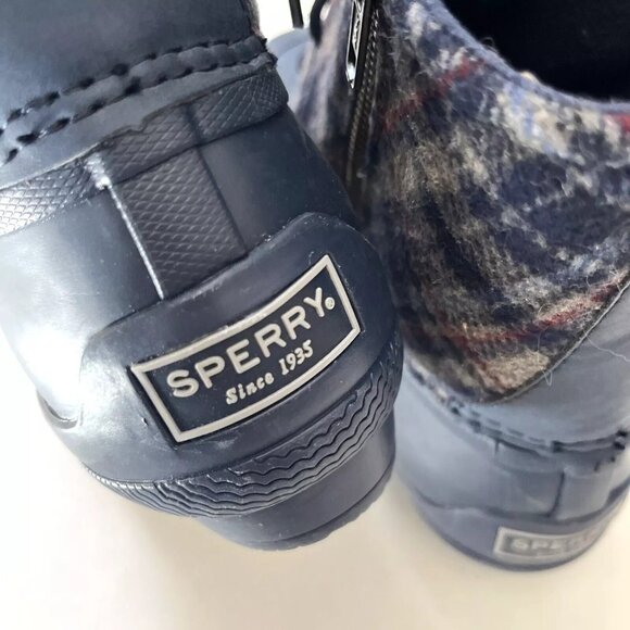 Sperry Womens Plaid Saltwater Duck Boots With Side Zipper & Rubber Sole Size 8 - Picture 8 of 8